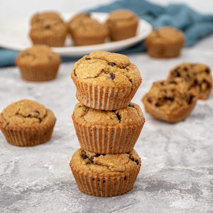 Stack of banana nut muffins - healthy reciepes
