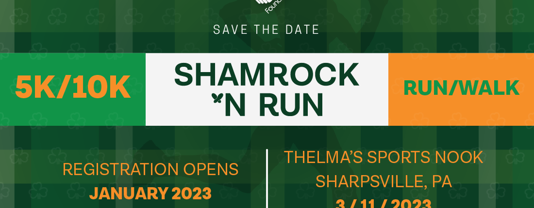 Save the Date: Shamrock 'n Run 5 and 10k, registration January, event date March 11th, 2023