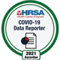 HRSA Health Center Program COVID-19 Data Reporter 2021 Awardee badge