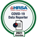 HRSA Health Center Program COVID-19 Data Reporter 2021 Awardee badge