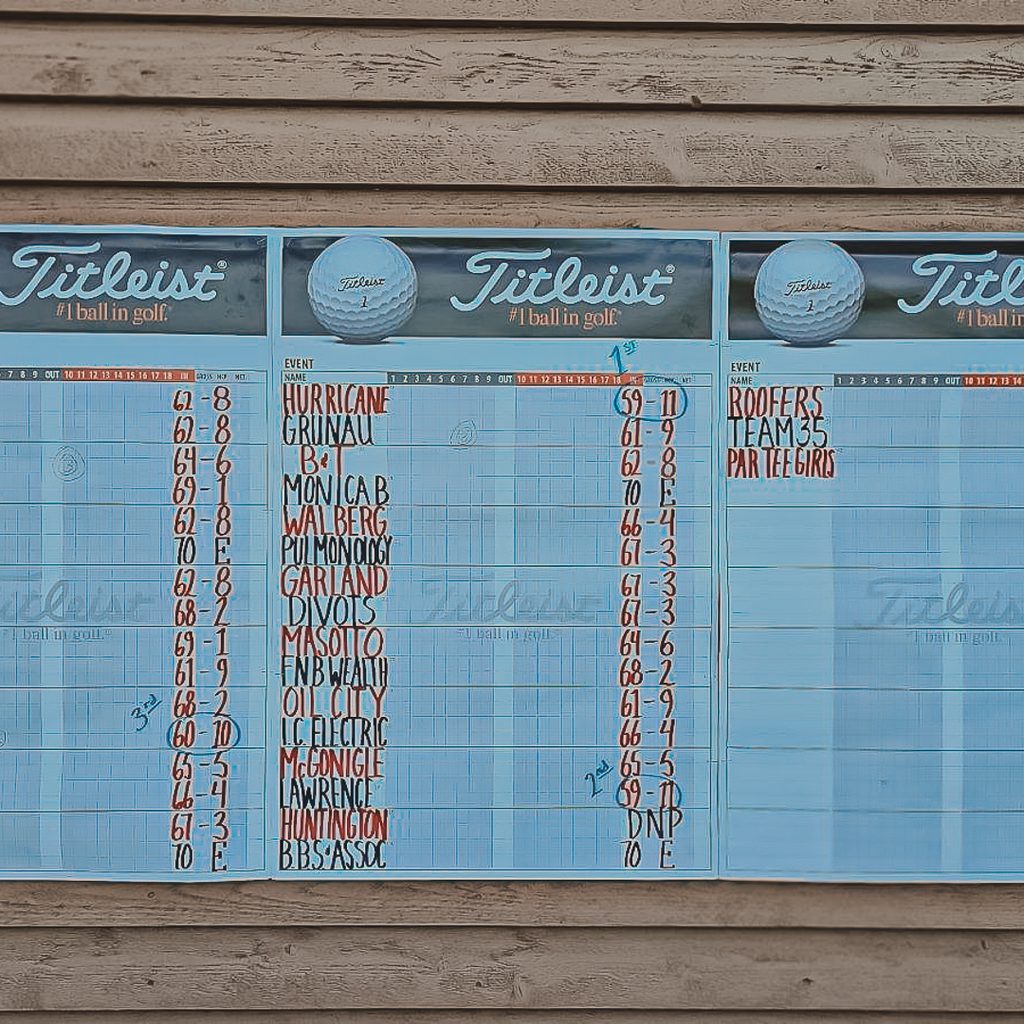 PHN Charitable Foundation Golf Outing Scoreboard with team scores